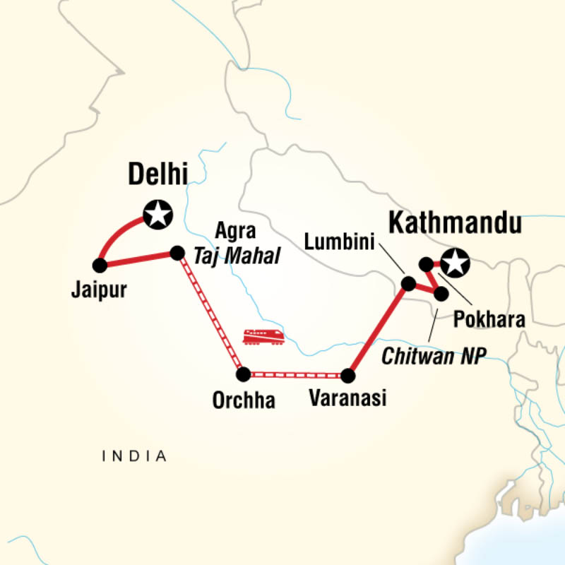 Aventure de Delhi a Katmandou carte