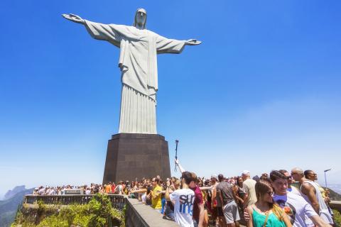 Ride the Corcovado train to the statue of Christ the Redeemer