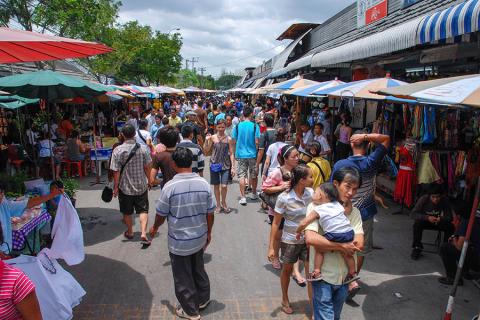 Visit the huge Chatuchak weekend market for endless eccentric bargains