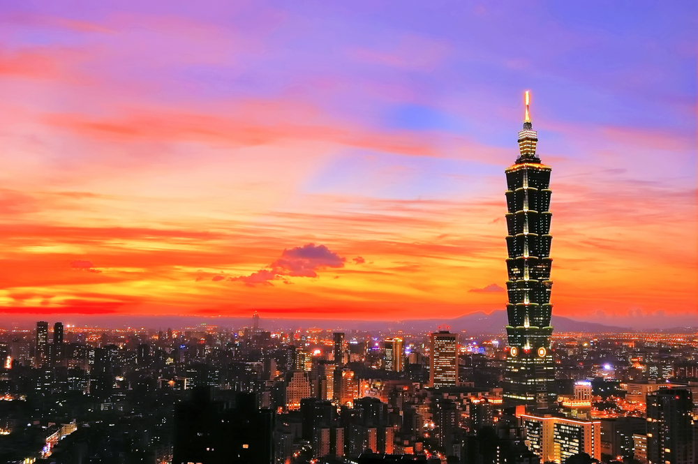 Coucher de soleil sur la tour Taipei 101