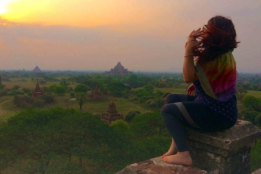 Alex watching the sunrise over Bagan