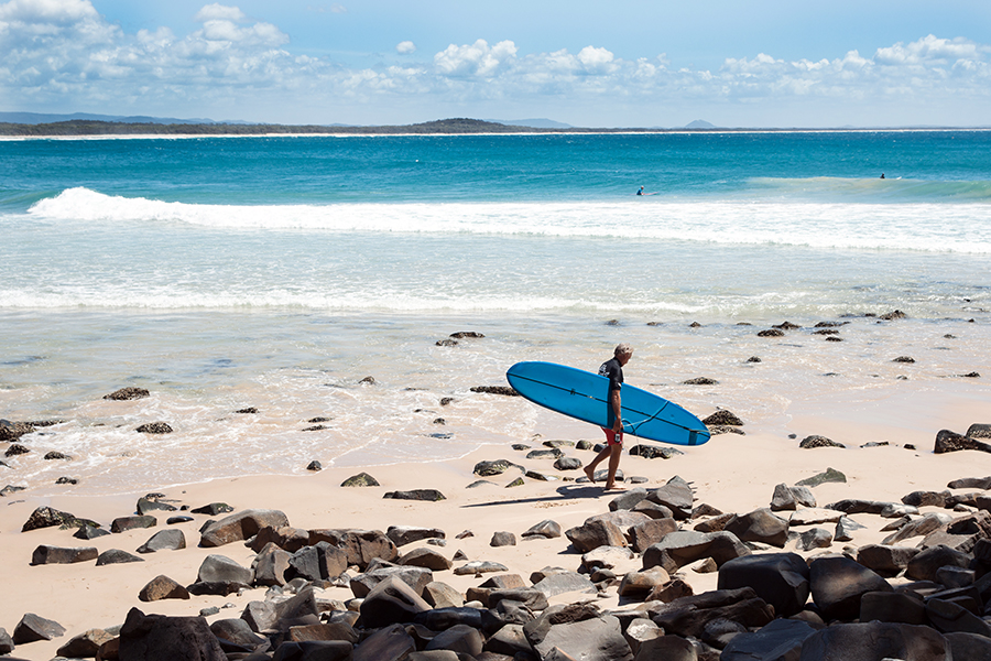 Surfing at Noosa, Queensland, Australia