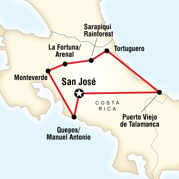 Costa Rica adventure map