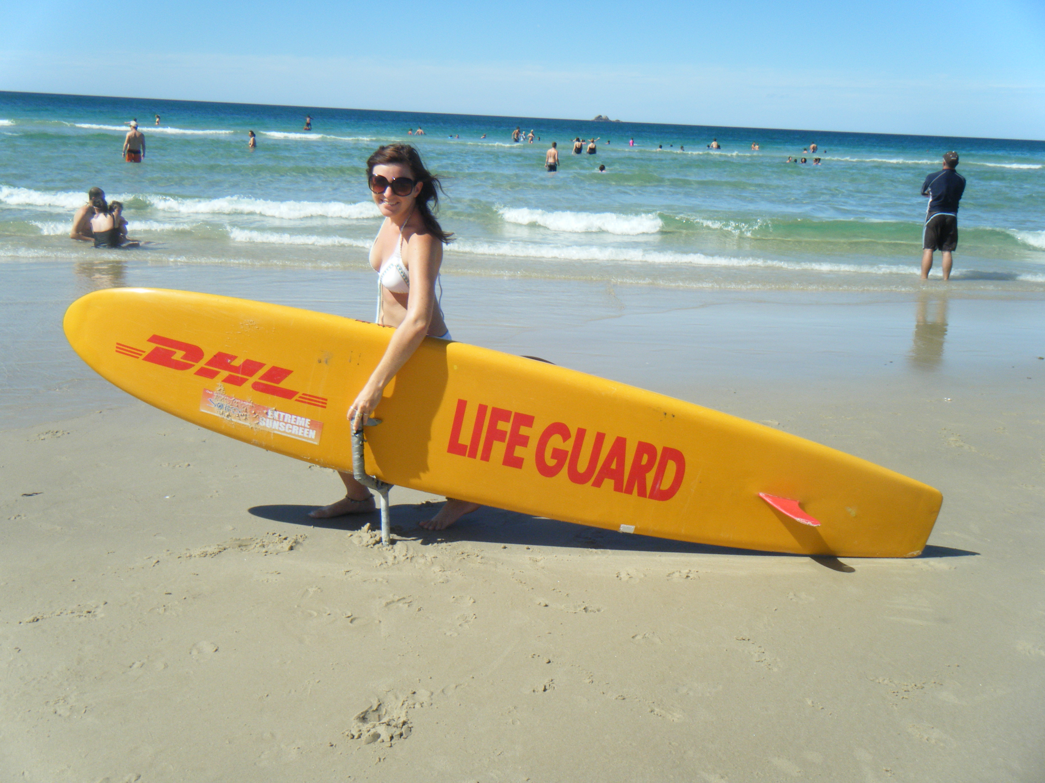Pretending to be a lifeguard in Byron Bay, Australia