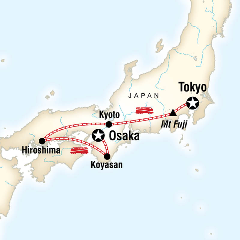 Japon Express: D'Osaka à Tokyo carte