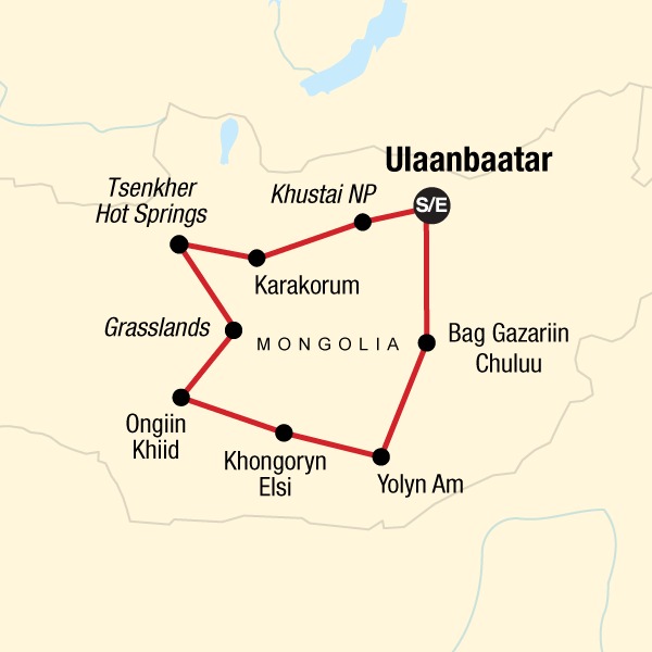 La Mongolie nomade - itinéraire