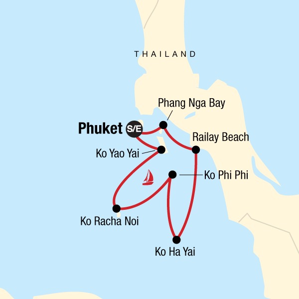 Thaïlande à voile : Phuket et ses alentours - carte