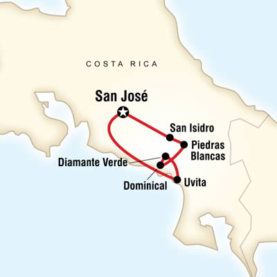 Randonnée dans le Costa Rica inconnu - carte