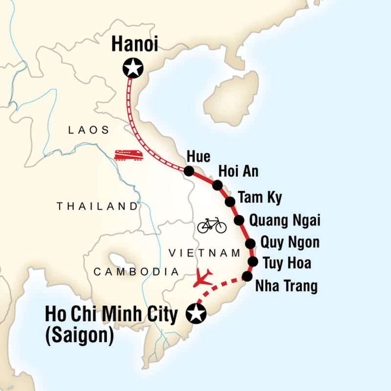 Vietnam à vélo - carte