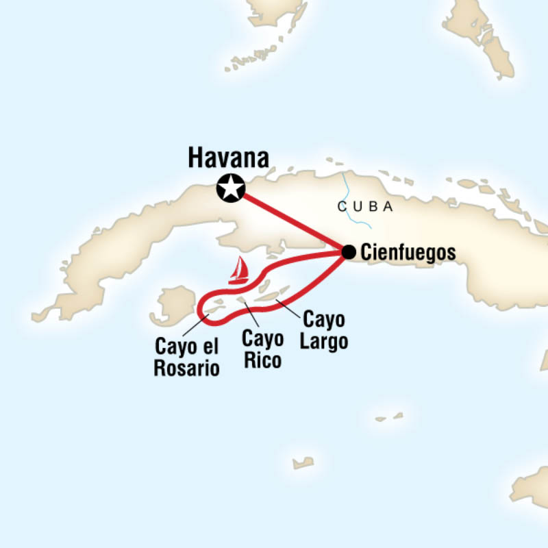 Voile à Cuba depuis La Havane - carte