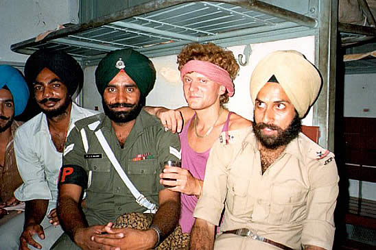 On a train in India in the mid 80's. I am unable to recall the look I was going for. 