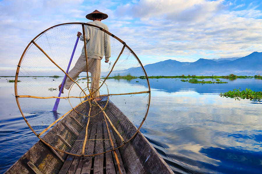 A fisherman on Inle Lake, Myanmar