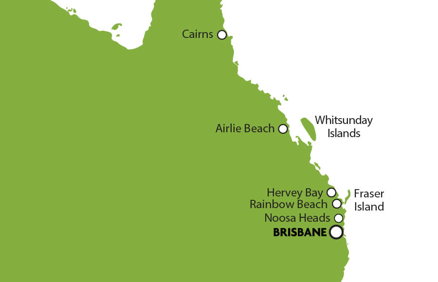 Circuit 6 jours 4x4 et camping – Fraser Island et Rainbow beach - carte