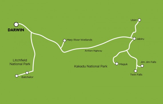 Safari de 3 jours à Kakadu en 4x4 - carte