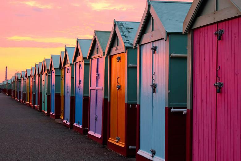 Brighton beach huts at twilight
