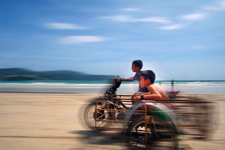 Kata beach kids on bike
