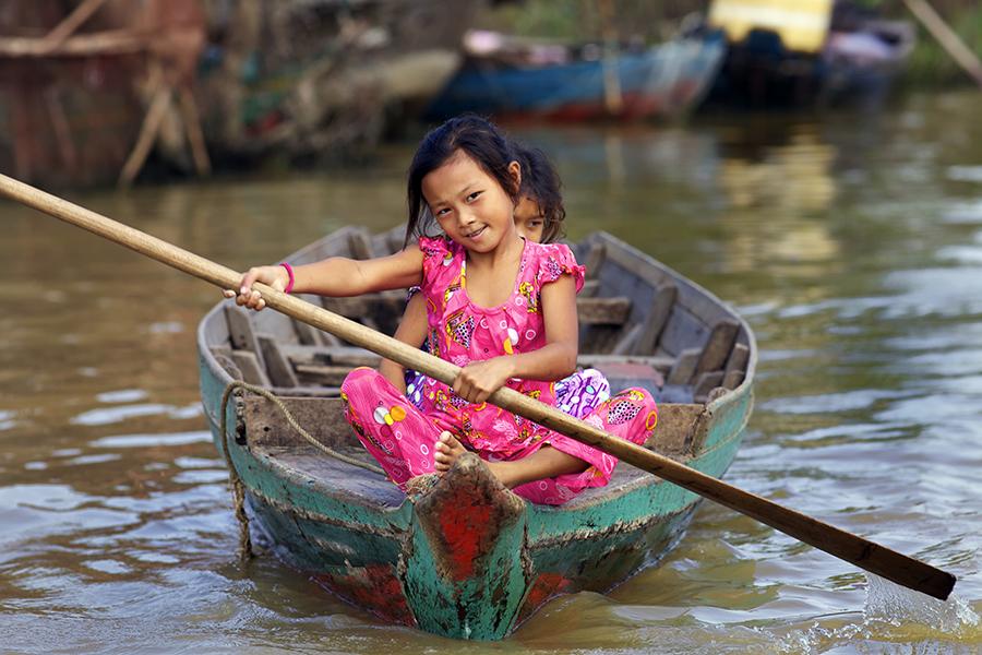 A girl on Tonle Sap lake, Cambodia