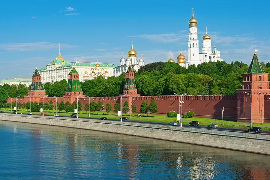 Moscow's Kremlin on the banks of the River Mosca